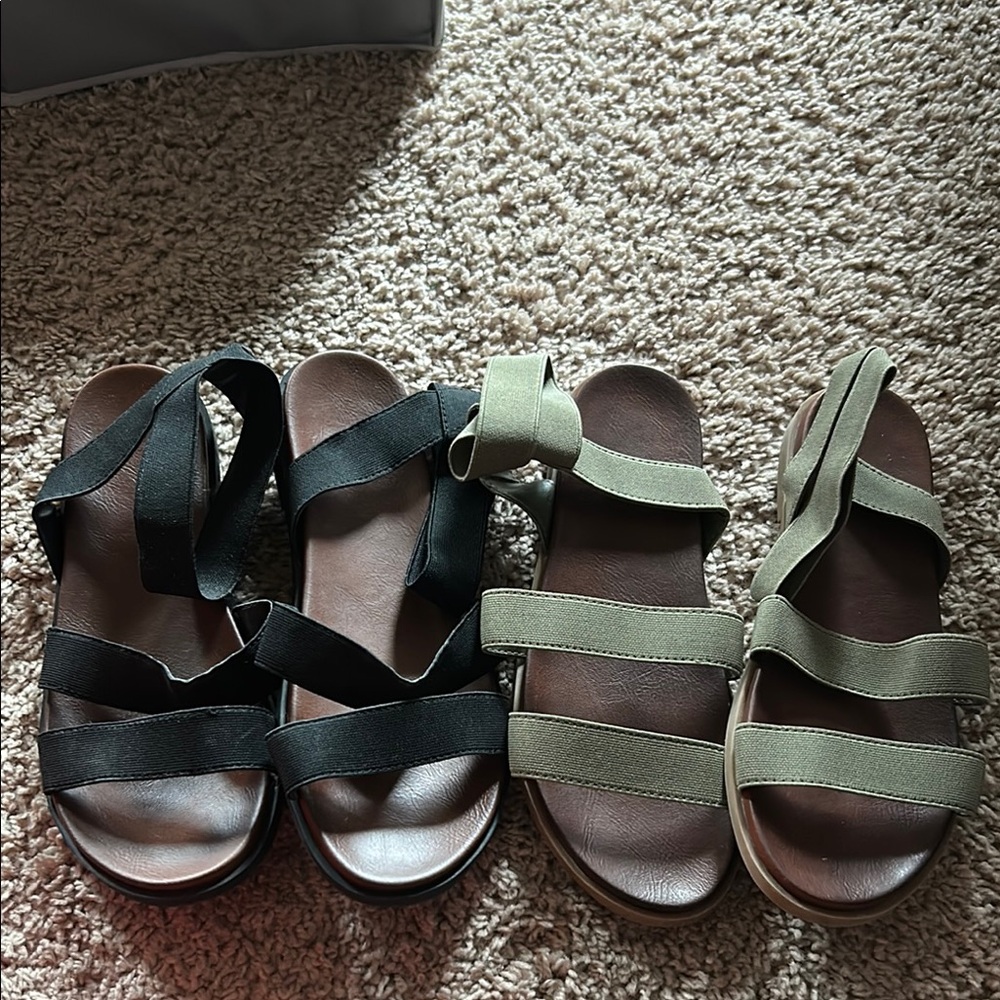 Stylish Black and Green Sandals
